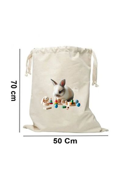 Elbasan Tekstil 50 x 70 εκ. Καμβάς τσάντα παιχνιδιών Cute Rabbit