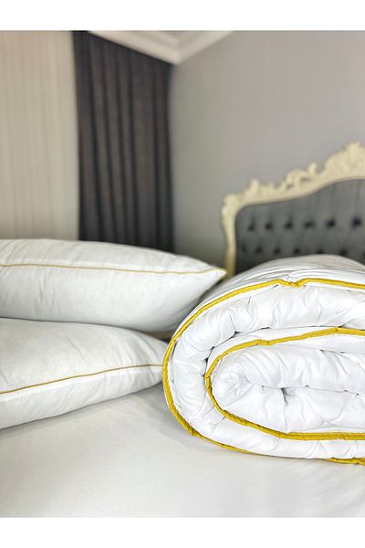 Atantex Mr Meran Double Size Microfiber Piping Luxury Quilt + Pillow Set