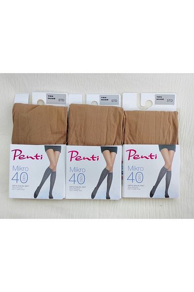 Penti Micro 40 Denim Medium Thick Matte Trousers (Below the Knee) Socks 3-Piece