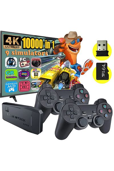 LaraThec M8 Video Game 4K 2.4G Double Wireless With 10000 Games 64G Retro Classic Games TV Family Control