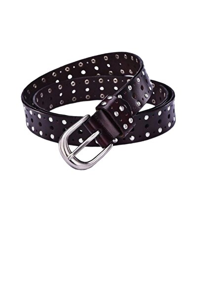 targay Kovboy Gothic Punk Metallica Tarzı Zımbalı Kemer Hakiki Deri