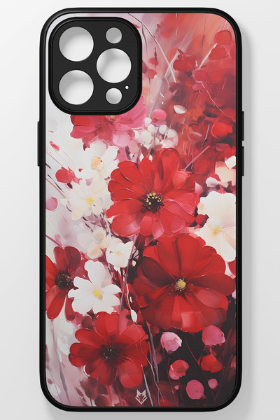 Floral Çiçek Kırılmaz (TEMPERLİ) Cam Sert Plastik Iphone 14 Pro Telefon Kılıfı