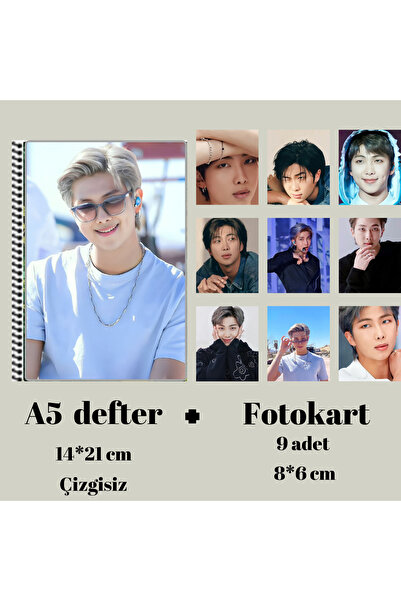Genel Markalar Rm bts kim namjoon Defter A5 boyutu + 9 adet fotokart seti