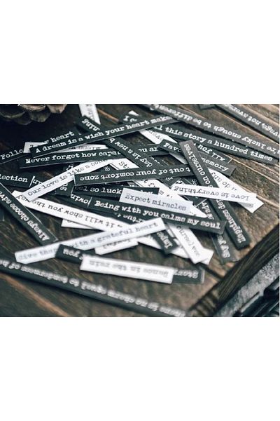 SF SCRAPBOOK KIRTASİYE English Word Sentence Sticker Scrapbook Journal Scrapbooking (2 Black & 2 White 4 Sheets)
