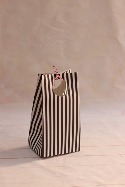 demontecraft Siyah Çizgili çanta 2 adet 12x18x10 ölçülerinde