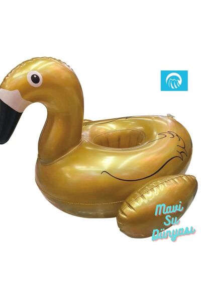 mavi su dünyası Şişme Deniz Bardaklık, Havuz Bardaklık Gold Renk Flamingo- Mavi Su Dünyası
