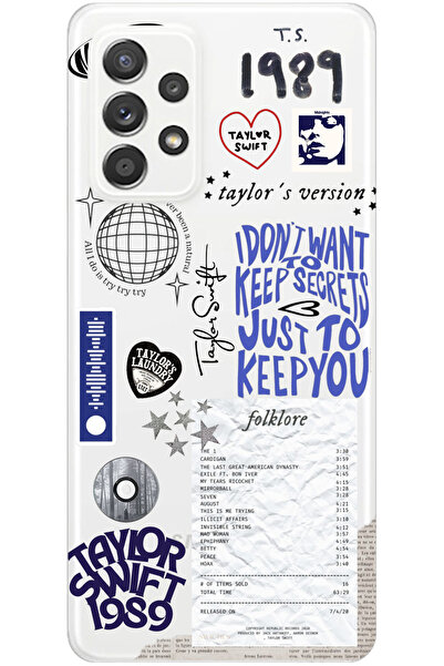 WANNA PROTECT Samsung A52 Taylor Swift Sticker Desenli Desenli Şeffaf Silikon...