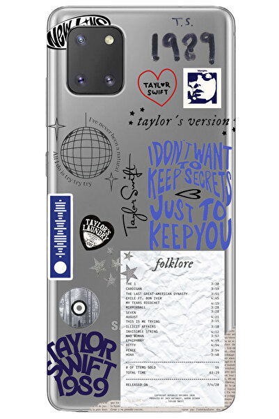 WANNA PROTECT Samsung Note 10 Lite Taylor Swift Sticker Desenli Desenli Şeffa...