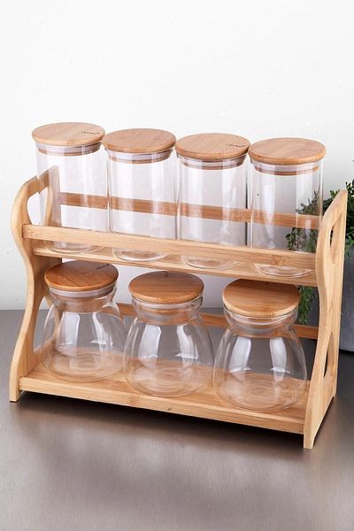 Coperta Home 7 Piece Spice Bowl with Bamboo Lid and Spoon