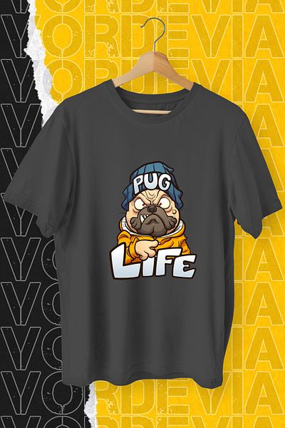Vordevia Μπλουζάκι Pug Life με εμπριμέ μαύρο oversize