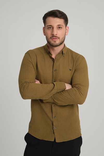 Redline Ανδρικό πλυμένο λινό πουκάμισο Basic Slim Fit 2198