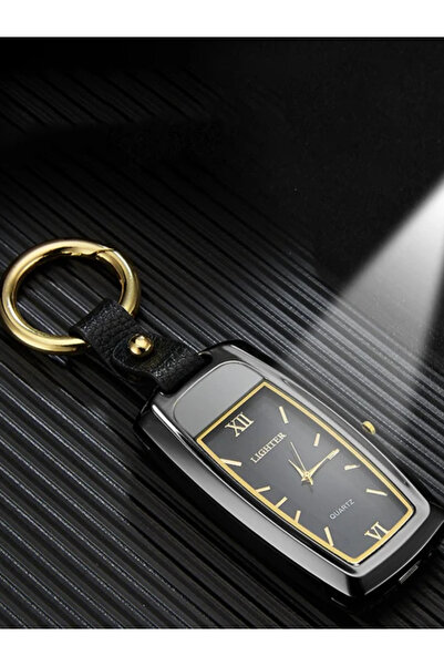 AVİPOLES Saatli çakmak şık tasarım anahtarlık çakmak şarjlı çakmak