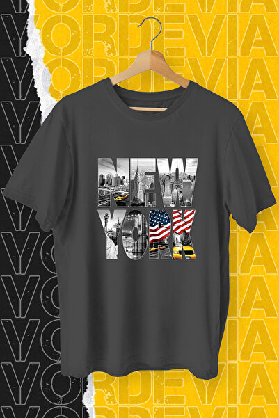 Vordevia Njujork Štampano crna Oversize kroj T-shirt