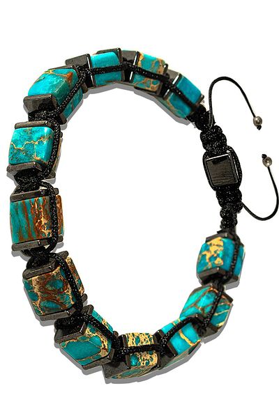 Tesbih Atölyesi Certified Cube Model Real Light Blue Varicidal Stone Bracelet