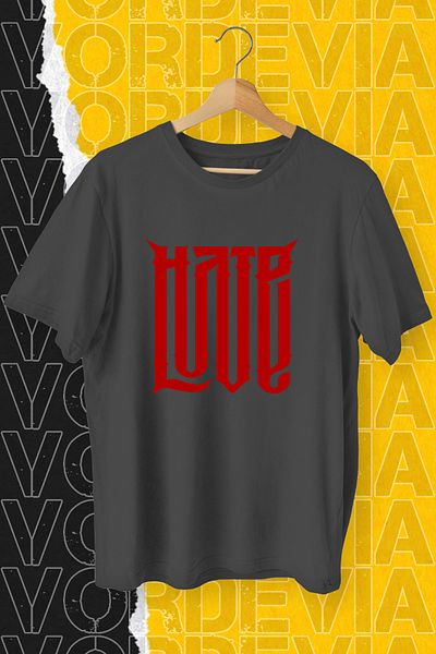 Vordevia Μαύρο μπλουζάκι με στάμπα Hate Love