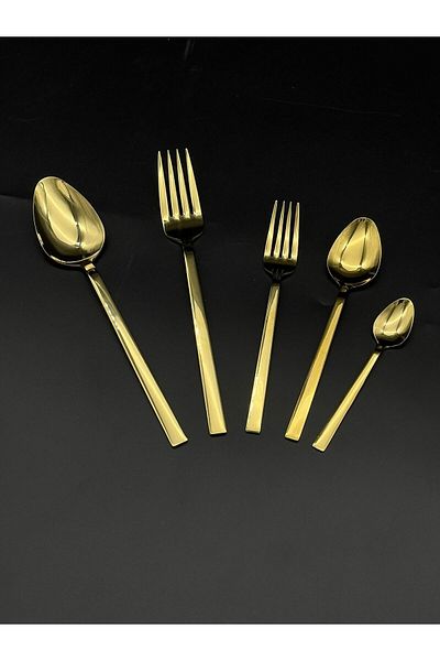 Wessenburg 30 Pieces (WITHOUT DINNER KNIFE) Titanium Gold Fork Spoon Set