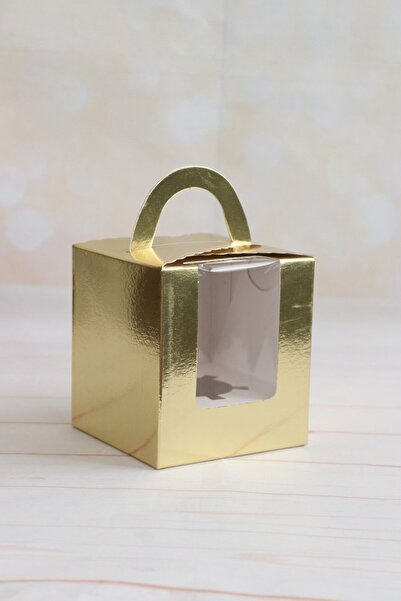 demontecraft Gold Metalik Cupcake Kutusu, Çanta Kutu ,6 Adet