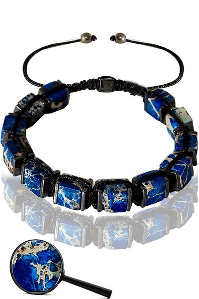 Tesbih Atölyesi Certified Cube Model Real Dark Blue Varicidal Stone Bracelet