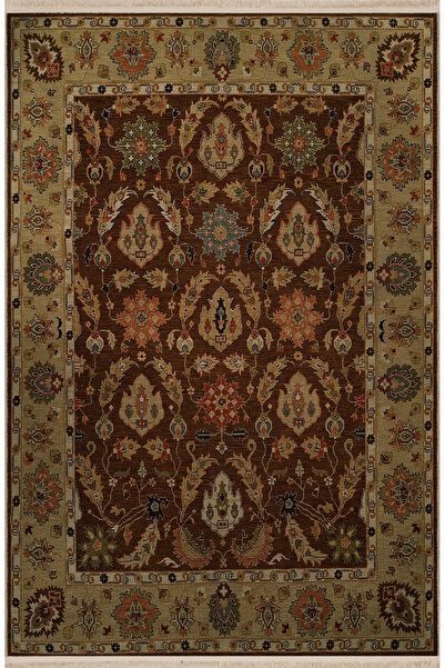 Rugs Modern Halı Brown Themed Traditional Motif Patterned Fringed Vintage Dec...