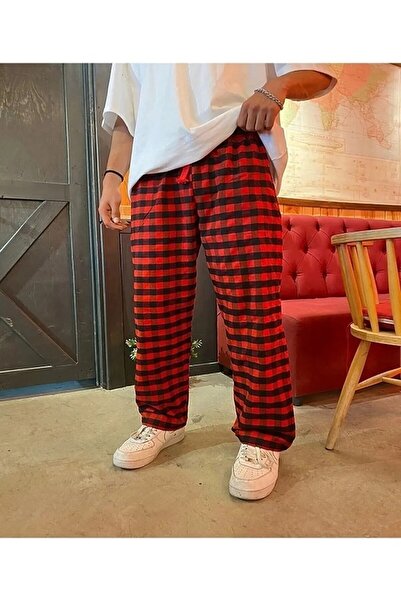 DENOKMODA HARAJUKU EKOSE KARE DESENLİ PİJAMA EŞOFMAN ALTI / PANTOLON