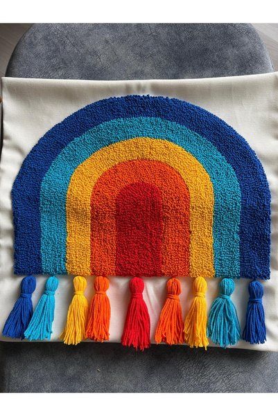punch passion Decorative Cushion Cover Embroidered with Punch Embroidery (42X42- 100% Hand Embroidery) Model: Ppk42420002