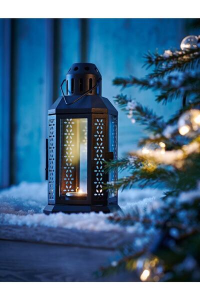 Deneme Zamanı Dekoratif Fener Iç Mekan Dış Mekan Kullanımlı 22cm