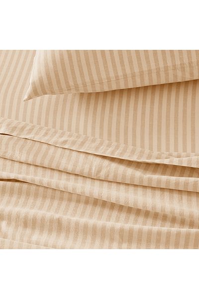Arel Home Striped Single Elastic Sheet Set with Ranforce 100% Cotton Pillowcase