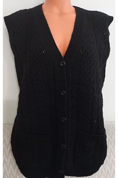 Anne Er Clothing Knit Vest Winter Double Pocket (M-L-XL SIZE COMPATIBLE) Standard Size Black