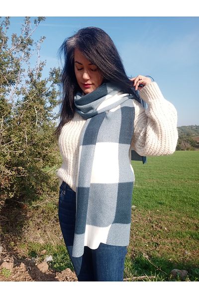 arslan deco Fleece Scarf, Checkered Scarf, Plaid Scarf, Neck Collar, Thick Scarf