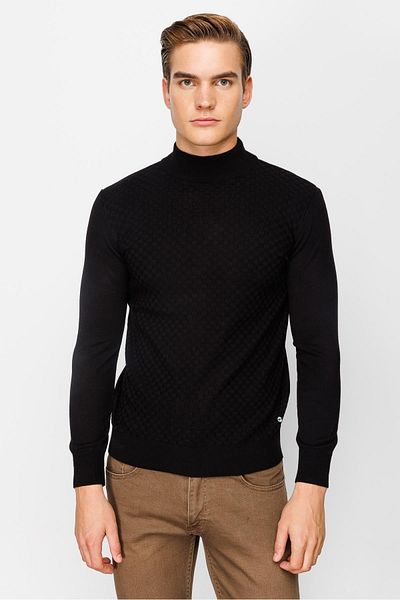 İgs MEN'S BLACK STANDARD HALF FISHER KNIT