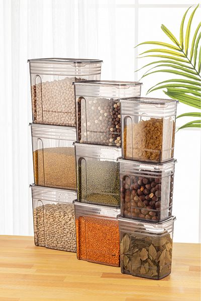 Vienev 9-Piece Strip Mega Size Food Storage Container 3x(5.5 3.5 2 Liters) Anthracite