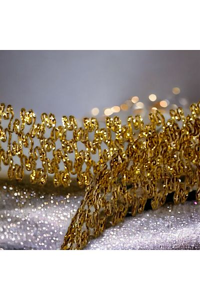 BukiroAtelier Packing Ribbon Gold Jute Mesh Mesh Ribbon Perforated Ribbon Gold Mesh Ribbon 3 Meters 2cm