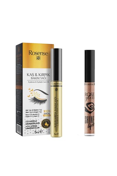 Rosense Eyebrow-Eyelash Care Oil + Lip Gloss Lip Care Set of 2