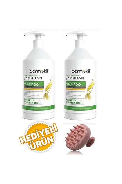 Dermokil 1000 Ml 2 Pieces Shampoo - Effective Against Dandruff and with Hair Massage Comb
