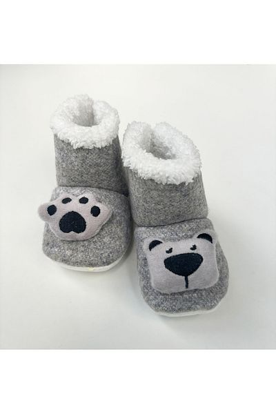 Puppis Baby 100% Wool Non-Slip Base Baby Slippers with Paws