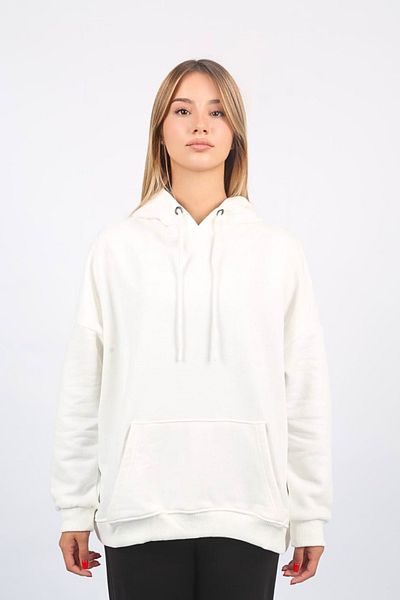 Seeh Hanorac oversize alb cu glugă SH114