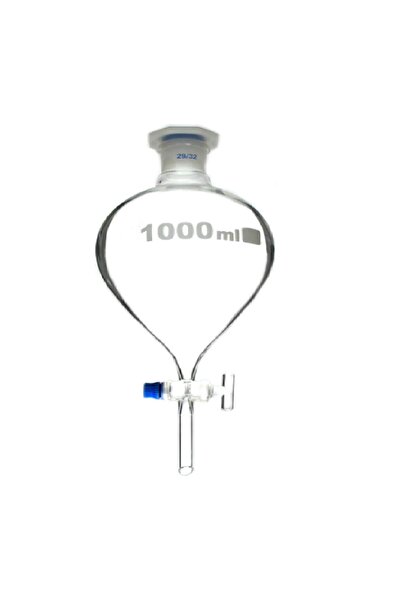 ERLAB Ayırma Hunisi Armudi Tip Cam 100 ML Cam Musluk PP Kapak boro 3.3