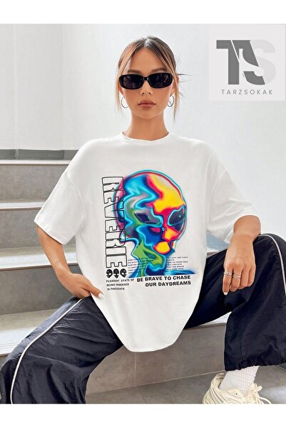 Tarzsokak Coolane Slogan Graphic Off-Shoulder T-Shirt