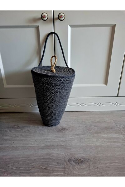 EGE ÖRGÜM حامل حقيبة أنثراسايت اللون ديكور منظم حقيبة مغطاة سلة 30x20 سم