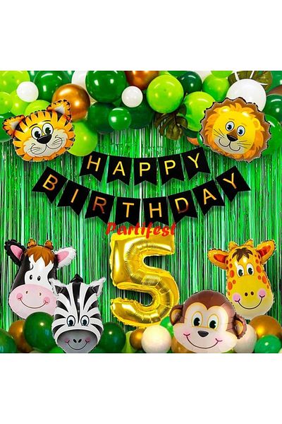 Parti Station Safari Animals 5 Year Old Balloon Set Safari Concept Helium Balloon Set Safari Birthday Set
