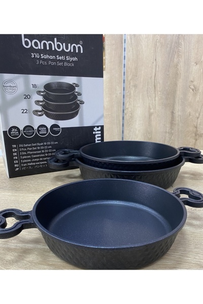 KESEN ZÜCCACİYE Set of 3 Cast Iron Granite Sahan