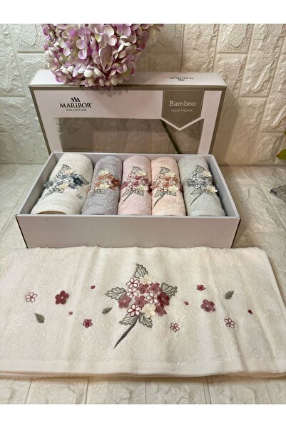 MARİBOR HOME Melinda- 3d Nakışlı Bambu Havlu 6 Ad. (50X90)