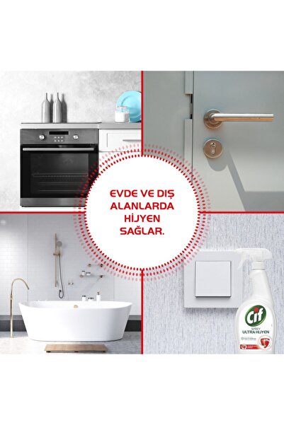 Cif Sprey Ultra Hijyen 750 ml+Jel 1500 ml+Krem 675 ml + Domestos Dağ Esintisi 750 ml