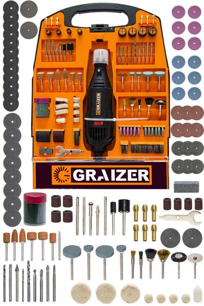 Graizer Alman 320 Watt Devir Ayarli 234 Parça Hobi Gravür Seti El Motoru Mini...