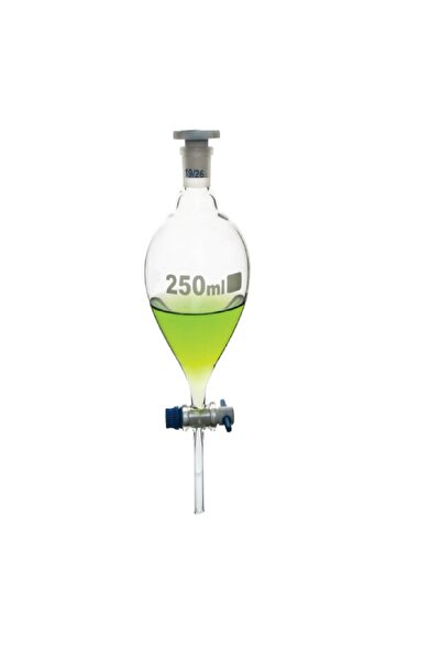 ERLAB Ayırma Hunisi Cam 50 ML Ptfe Teflon Musluk PP Kapak Boro 3.3
