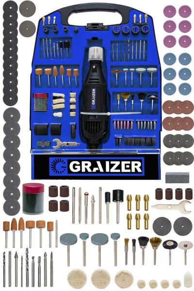Graizer Alman 320 Watt Devir Ayarli 234 Parça Hobi Gravür Seti El Motoru Mini...