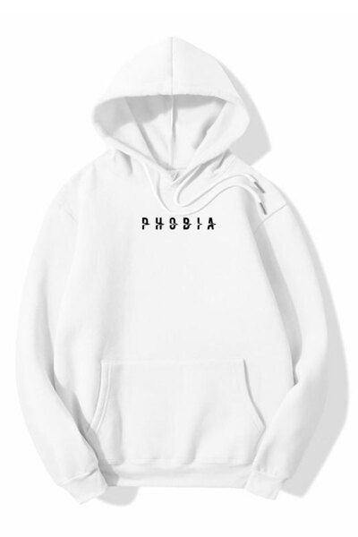 FUWEAR Hanorac unisex supradimensionat cu glugă și imprimeu frontal Phobia