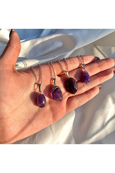 Elifsu Jewelry Ametist Taşı Doğal Taş Kolye