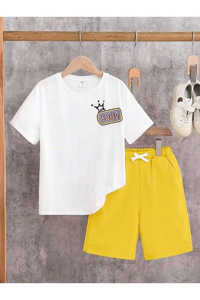 AMMA Children's Cool Printed T-shirt Shorts Top and Bottom Set
