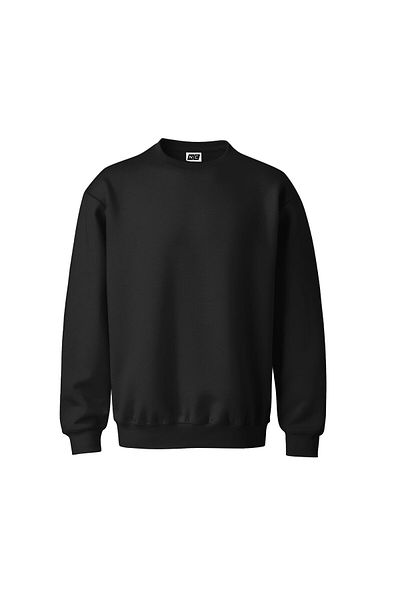 NoiCasuale 3 Thread Ribbed Hoodless Pocketless Printed Black Sweatshirt